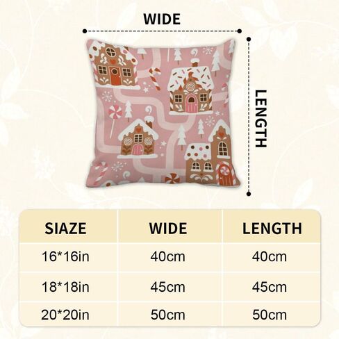 PIULlRAO Merry Christmas Throw Pillow Covers Set of 2 18x18 Christmas Gingerbread Pattern Farmhouse Cushion Case Modern Square Pillow Covers Washable Pillowcase for Sofa Living Room Bed Couch Decor in Saudi Arabia