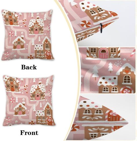 PIULlRAO Merry Christmas Throw Pillow Covers Set of 2 18x18 Christmas Gingerbread Pattern Farmhouse Cushion Case Modern Square Pillow Covers Washable Pillowcase for Sofa Living Room Bed Couch Decor in Saudi Arabia