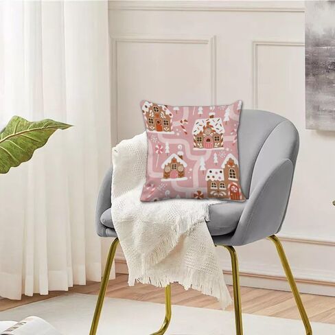 PIULlRAO Merry Christmas Throw Pillow Covers Set of 2 18x18 Christmas Gingerbread Pattern Farmhouse Cushion Case Modern Square Pillow Covers Washable Pillowcase for Sofa Living Room Bed Couch Decor in Saudi Arabia