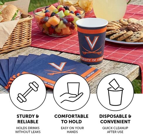 Desert Cactus University of Virginia Paper Cups UVA Cavaliers 20 Count 9 ounce Cold Beverage Cups for Tailgates, Graduation and Events (Design A) in Saudi Arabia