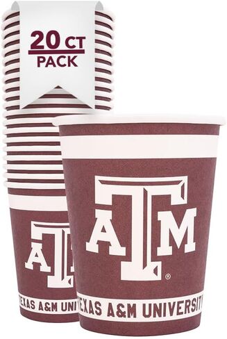 Desert Cactus Texas A&M University Paper Cups TAMU Aggies 20 Count 9 ounce Cold Beverage Cups for Tailgates, Graduation and Events (Design A) in Saudi Arabia