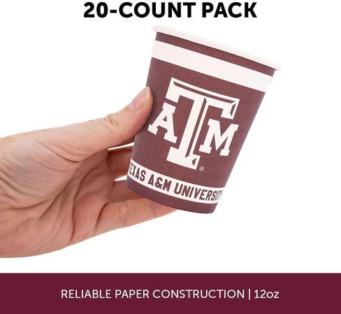 Desert Cactus Texas A&M University Paper Cups TAMU Aggies 20 Count 9 ounce Cold Beverage Cups for Tailgates, Graduation and Events (Design A) in Saudi Arabia