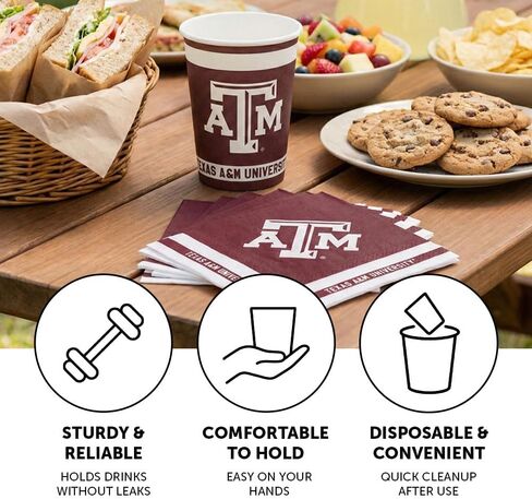 Desert Cactus Texas A&M University Paper Cups TAMU Aggies 20 Count 9 ounce Cold Beverage Cups for Tailgates, Graduation and Events (Design A) in Saudi Arabia