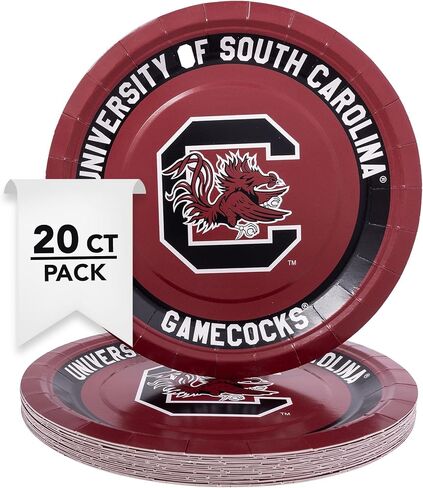 Desert Cactus University of South Carolina Paper Plates USC Gamecocks 20 Count 9 inch Round Plates for Tailgates, Parties, Graduation and Events (Design A) in Saudi Arabia