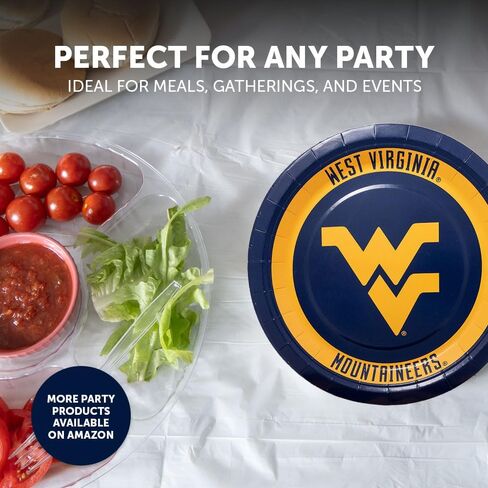 أطباق ورقية من Desert Cactus West Virginia University WVU Mountaineers عدد 20 أطباق مستديرة مقاس 9 بوصة للبوابات الخلفية والحفلات والتخرج والمناسبات (التصميم A) in Saudi Arabia