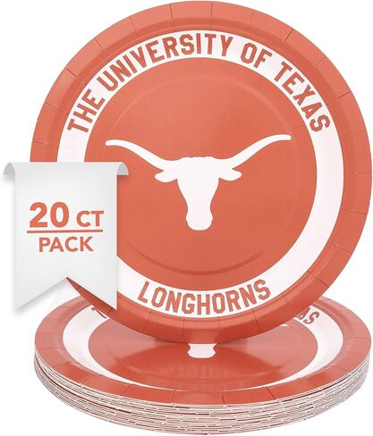 Desert Cactus University of Texas Paper Plates UT Longhorns 20 Count 9 inch Round Plates for Tailgates, Parties, Graduation and Events (Design A) in Saudi Arabia