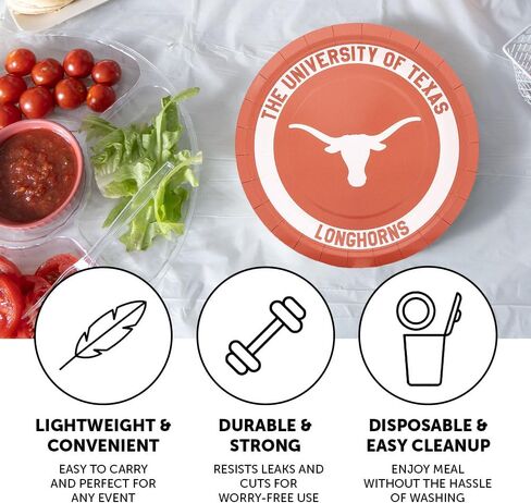 Desert Cactus University of Texas Paper Plates UT Longhorns 20 Count 9 inch Round Plates for Tailgates, Parties, Graduation and Events (Design A) in Saudi Arabia