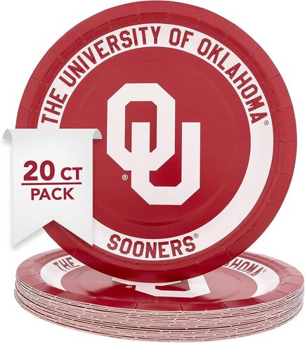 Desert Cactus The University of Oklahoma Paper Plates OU Sooners 20 Count 9 inch Round Plates for Tailgates, Parties, Graduation and Events (Design A) in Saudi Arabia
