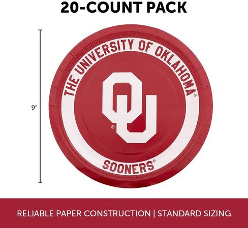 Desert Cactus The University of Oklahoma Paper Plates OU Sooners 20 Count 9 inch Round Plates for Tailgates, Parties, Graduation and Events (Design A) in Saudi Arabia