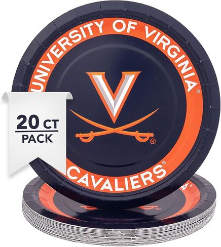 Desert Cactus University of Virginia Paper Plates UVA Cavaliers 20 Count 9 inch Round Plates for Tailgates, Parties, Graduation and Events (Design A) in Saudi Arabia