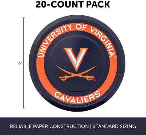 Desert Cactus University of Virginia Paper Plates UVA Cavaliers 20 Count 9 inch Round Plates for Tailgates, Parties, Graduation and Events (Design A) in Saudi Arabia