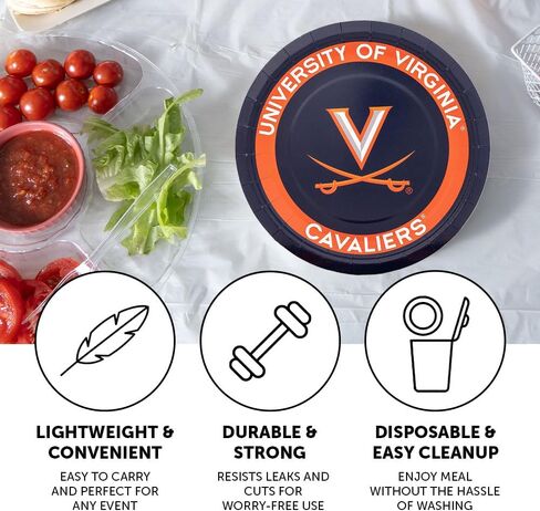 Desert Cactus University of Virginia Paper Plates UVA Cavaliers 20 Count 9 inch Round Plates for Tailgates, Parties, Graduation and Events (Design A) in Saudi Arabia
