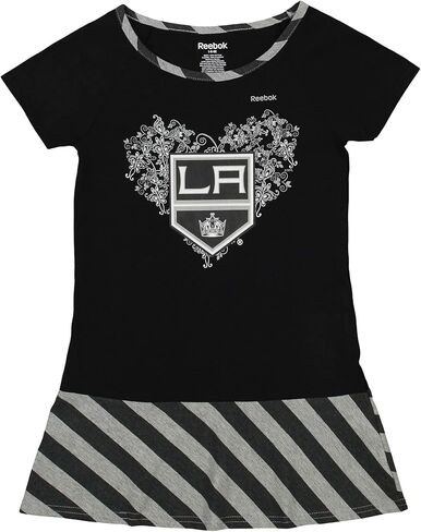فستان NHL Little Girls Los Angeles Kings Fancie ذو الخصر المنسدل، أسود، مقاس كبير in Kuwait