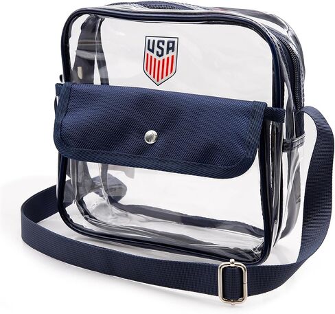 Icon Sports Official licensed U.S. Soccer Stadium Approved Clear Crossbody Bag with Zipper and Side Pocket in Saudi Arabia