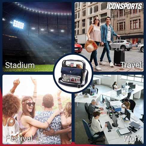 Icon Sports Official licensed U.S. Soccer Stadium Approved Clear Crossbody Bag with Zipper and Side Pocket in Saudi Arabia