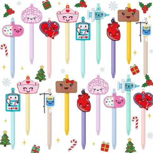 ReliThick 18 Pcs Nurse Pens Bulk 2025 Cute Nurse Week Appreciation Gifts Student Work Accessories Ballpoint Pens for Medical Assistant Doctor Healthcare Worker(Mixed Color,Cute Nurse) in Saudi Arabia