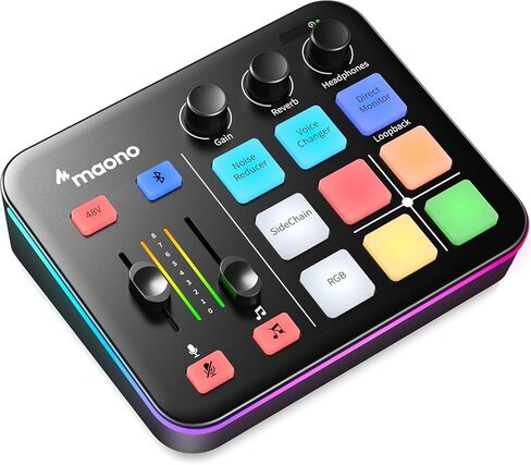 خلاط صوت للألعاب من MAONO، واجهة صوت مع Pro-preamp، RGB، بلوتوث، طاقة فانتوم 48 فولت للبث المباشر، البث الصوتي، إنشاء المحتوى، ألعاب MaonoCaster G1 NEO (ليس لميكروفون USB) in Kuwait
