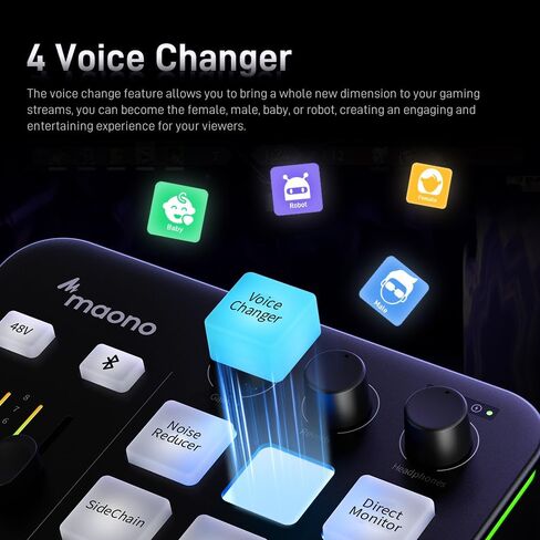 خلاط صوت للألعاب من MAONO، واجهة صوت مع Pro-preamp، RGB، بلوتوث، طاقة فانتوم 48 فولت للبث المباشر، البث الصوتي، إنشاء المحتوى، ألعاب MaonoCaster G1 NEO (ليس لميكروفون USB) in Kuwait