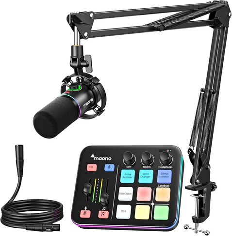خلاط صوت للألعاب من MAONO، واجهة صوت مع Pro-preamp، RGB، بلوتوث، طاقة فانتوم 48 فولت للبث المباشر، البث الصوتي، إنشاء المحتوى، ألعاب MaonoCaster G1 NEO (ليس لميكروفون USB) in Kuwait