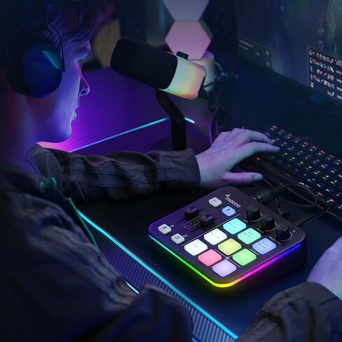 خلاط صوت للألعاب من MAONO، واجهة صوت مع Pro-preamp، RGB، بلوتوث، طاقة فانتوم 48 فولت للبث المباشر، البث الصوتي، إنشاء المحتوى، ألعاب MaonoCaster G1 NEO (ليس لميكروفون USB) in Kuwait