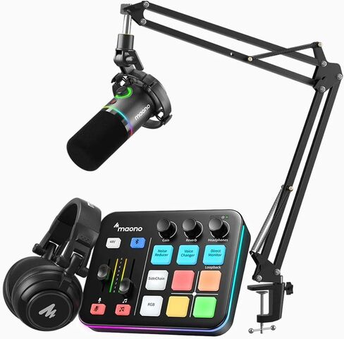 خلاط صوت للألعاب من MAONO، واجهة صوت مع Pro-preamp، RGB، بلوتوث، طاقة فانتوم 48 فولت للبث المباشر، البث الصوتي، إنشاء المحتوى، ألعاب MaonoCaster G1 NEO (ليس لميكروفون USB) in Kuwait