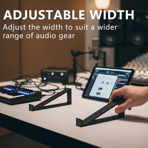 Musiin Audio Interface Stand compatible with SSL2+ MK2,ID14 MK2,ID4 MK2,Apollo X 4,and more.Minimal design with solid triangle frame saves space and keeps your setup stable and professional (black) in Kuwait