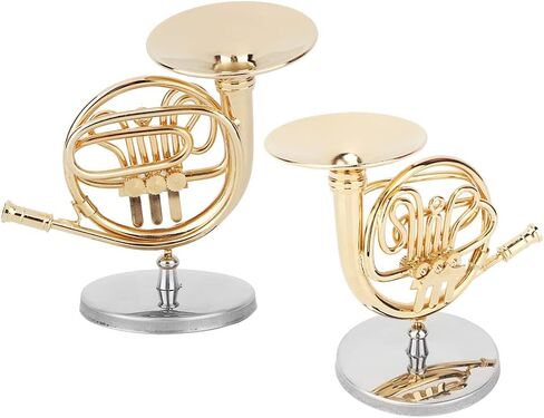 Miniature French Horn Brass Gold Plated Exquisite Handcrafted Musical Instrument Replica Ornament for Music Lovers and Home Decor in Saudi Arabia