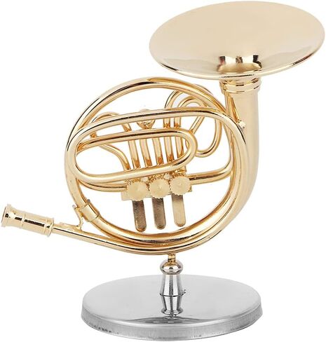Miniature French Horn Brass Gold Plated Exquisite Handcrafted Musical Instrument Replica Ornament for Music Lovers and Home Decor in Saudi Arabia
