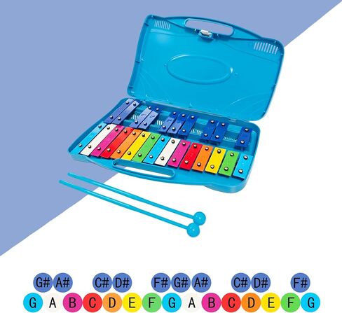 MoResolune Glockenspiel إكسيليفون للأطفال البالغين 25 ملاحظة قوس قزح مفتاح إكسيليفون مع حافظة للطلاب المبتدئين أدوات هدايا عيد الميلاد in Kuwait