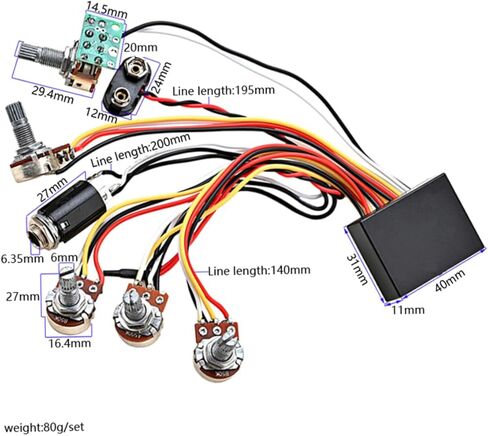 TOYANDONA Active Bass Preamp Wiring Circuit Kit Durable Electric Guitar Parts for Easy Installation Compact and Professional Design for Bass Guitar Replacement in Saudi Arabia