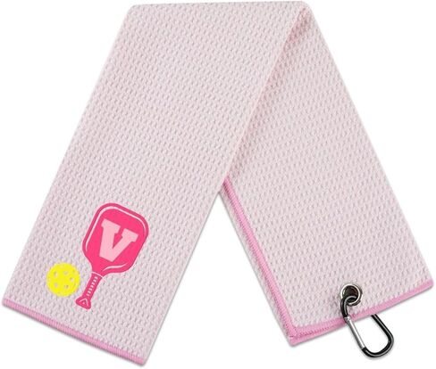 Embroidered Pickleball Towel, Funny Gift for Women, 16"x 24" Microfiber Towel, Pink, Initial C in Saudi Arabia