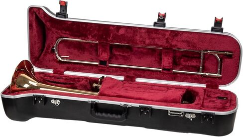 Crossrock ABS Hardshell Tenor Trombone Case - Fits Standard/Trigger Trombones with F-Attachment - Shockproof Design/Single Shoulder Strap & Plush-Lined Interior - Black (CRA980TBBK) in Saudi Arabia