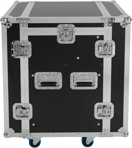 HUASSION 12U Mobile PA DJ Rack Road Case، رف الشبكة والاستريو مع 4 عجلات وأعلى خلاط، حقيبة حامل خلاط للخدمة الشاقة، سعة تحميل 300 كجم، خزانة معدات استوديو من طبقتين للصوت الحي، الاستوديو in Kuwait