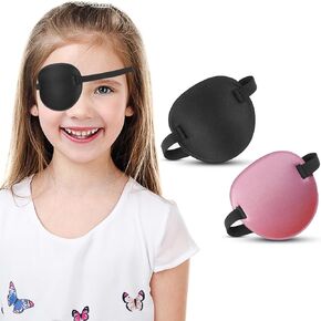 AMZVIO 2PCS Eye Patches for Adults and Kids,Adjustable 3D Eye Patch for Medical Left and Right Eye,Black Adjustable Eyepatch for Lazy Eye Amblyopia Cataract Surgery Pirate Eye Patch,Black