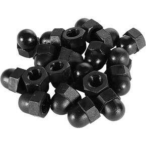 uxcell M6 Thread Dia Dome Head Nylon Cap Acorn Hex Nuts Black 20pcs