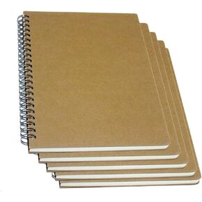 YUREE Spiral Notebook/Spiral Journal, Hardcover Spiral Lined Notebook, 140 Pages (70 Sheets) with Wide Ruled, A5, 8.4" x 5.9", 5-pack