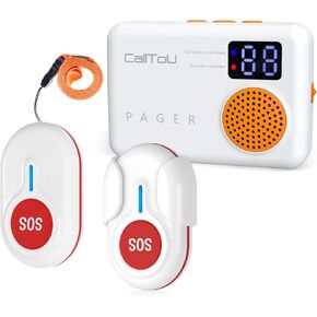 CallToU Caregiver Pagers لكبار السن زر الاتصال اللاسلكي 1000FT جرس الاتصال للمرضى زر تنبيه لكبار السن في المنزل نظام الاتصال الذكي مع شاشة الاهتزاز الرقمية تذكير منخفض الطاقة in Kuwait