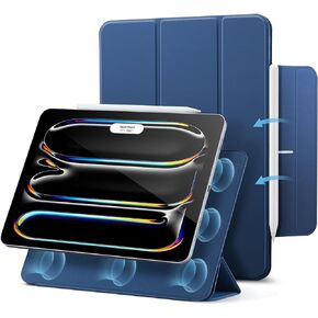 ESR for iPad Pro 11 Inch Case (2024, 5th Gen), Powerful Magnetic Attachment, Slim Trifold Stand Case, Supports Pencil Pro&Pencil(USB-C), Auto Wake/Sleep, Durable Protection, Rebound Series, Dark Blue