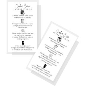 Crafters Cup Cookie Care Card | 50 Pack | One Sided Print | Business Card Size 2x3.5 inches | Royal Icing Decorated Cookies | White Card Design