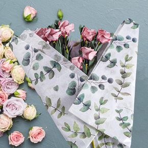 50 Sheets Handmade Scrapbook Paper, 27.5 x 19.6 inches Green Leaf Pattern Paper, Decorative Gift Wrapping Paper for Christmas Wedding Birthday Party Crafts Packing