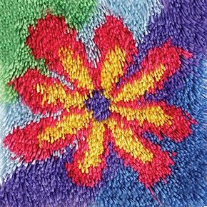 Daisy Flower Latch Hook Kits Rug DIY Handmade Crochet Yarn Embroidery Needlework Hook and Latch Kit Printed Canvas Carpet Cushion Cover Home Sofa Christmas Decoration 30x30cm