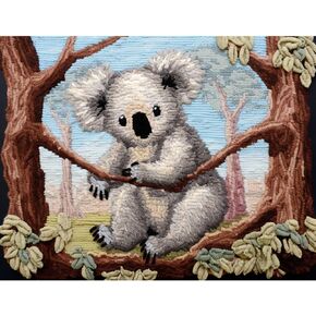 Koala Tree Latch Hook Rectangle Rug Kits for Adults Needle Crochet Yarn Embroidery Carpet Hook and Latch Kit Floor Mat Tapestry Christmas Home Decoration 52x38cm(2) in Saudi Arabia