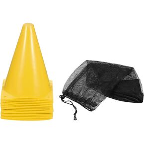 PATIKIL 7" Soccer Cones, 24 Pack Plastic Traffic Training Agility Field Markers with Carrying Bag for Outdoor Activity Practice, Yellow