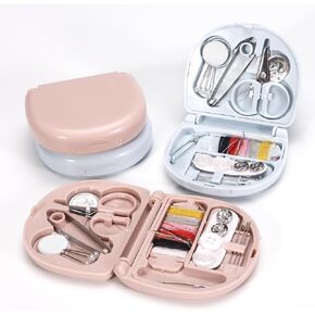 2 Pack Mini Sewing Kit with Foldable Case, Portable Travel Sewing Kit, Sewing Repair Kit Basic for Adult Beginner DIY, Emergency Sewing Kit Supplies with Thread Scissor Needle Pin Button