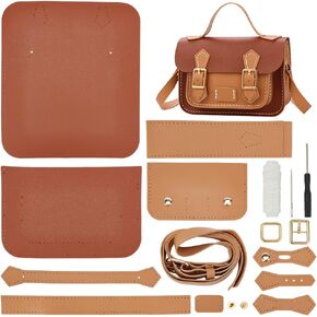 WADORN DIY Crossbody Bag Making Kits, PU Leather Shoulder Bag Sewing Set with Instruction Handmade Satchel Handbag Making Kit Purse Sewing Kit for Women Handicraft Gift, 9.8x3.5x6.7 Inch(Black+White)