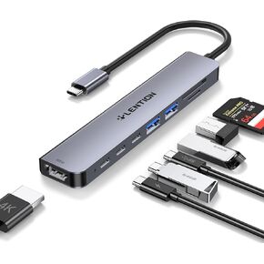LENTION 8 in 1 USB C Hub with 4K@60Hz HDMI Adapter, 2 USB C Data & 2 USB 3.0 Port, 100W PD, SD/Micro SD Card Reader for 2023-2016 MacBook Pro, New Mac Air/Surface, More, (CB-CE19, Space Gray)