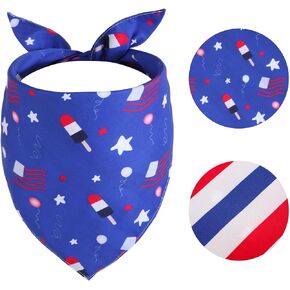 4th of July Dog Bandana XLarge 1PCS, American Flag Pet Patriotic Scarf, Premium Durable Triangle Reversible USA Bandana for Large Dogs