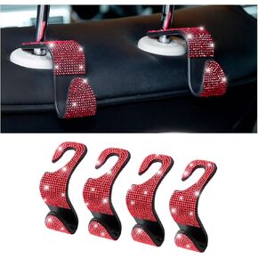 Osilly 4 Pcs Car Headrest Hooks, Bling Rhinestones Hook for Auto Front Seat, Crystal Hanger Holder, Automotive Interior Storage Organizer for Purse Coats Umbrellas Grocery Handbag (White) in Kuwait