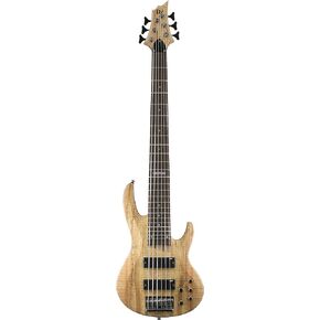 ESP LTD B-206SM Spalted Maple 6-String Bass Guitar, Natural Satin