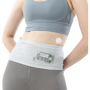 𝗔𝗞𝗜𝗭𝗨𝗞𝗜 𝗝𝗢𝗢 Insulin Pump Belt (Size Updated), Diabetic Waist Belt, Insulin Pump Belt for Sleeping with 4 Large Pockets - Breathable Diabetic Pump Belt | Running Waist Belt (M)